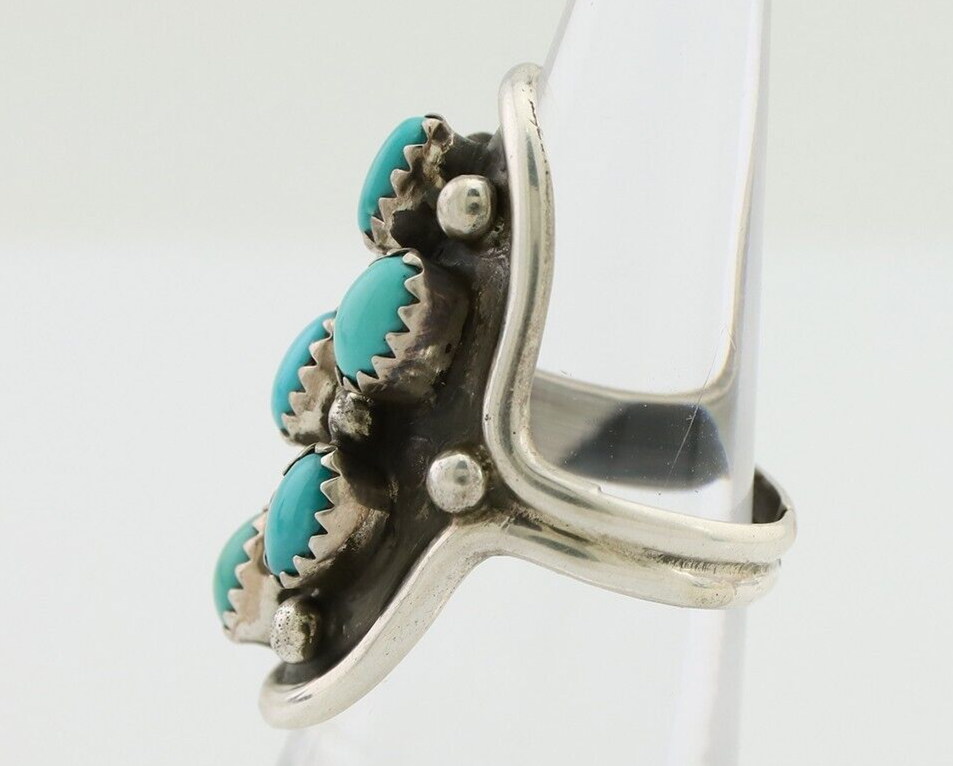 Navajo Handmade Ring 925 Silver Kingman Turquoise Artist Signed BB C.80's