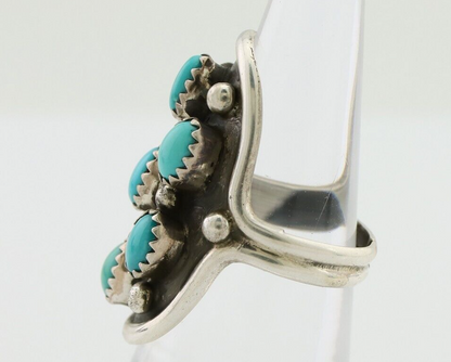 Navajo Handmade Ring 925 Silver Kingman Turquoise Artist Signed BB C.80's