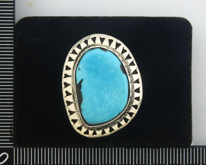 Navajo Ring 925 Sterling Turquoise Handmade Native Artist C.80's Size 9.0