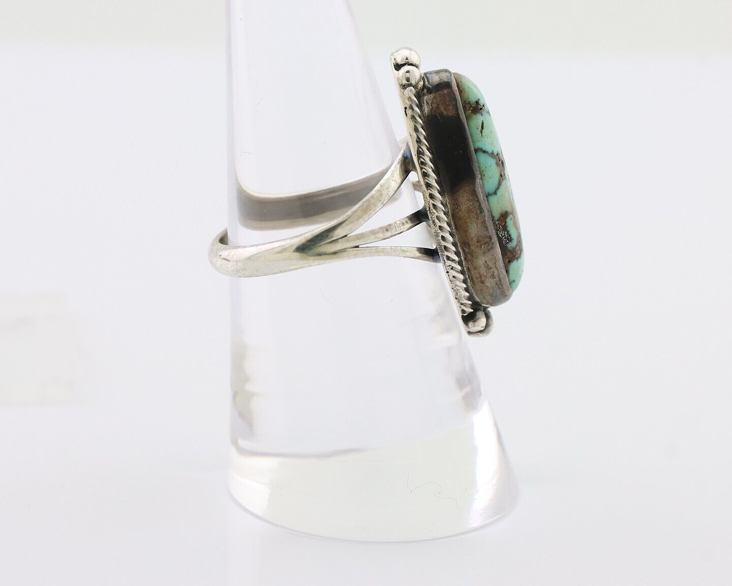 Navajo Ring 925 Silver Turquoise Signed D. Delgarito Size 7.5 C.80's