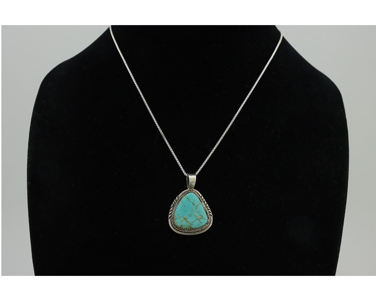 Navajo Necklace 925 Silver Kingman Turquoise Signed Anna Begay C.80's