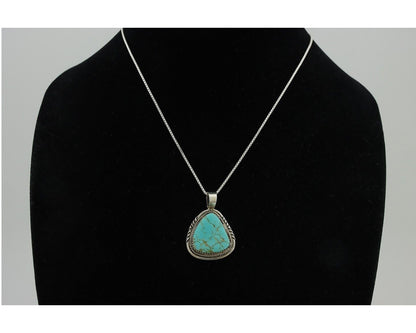 Navajo Necklace 925 Silver Kingman Turquoise Signed Anna Begay C.80's
