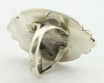 Navajo Ring 925 Silver Natural Spiderweb Turquoise Native American Artist C.80's