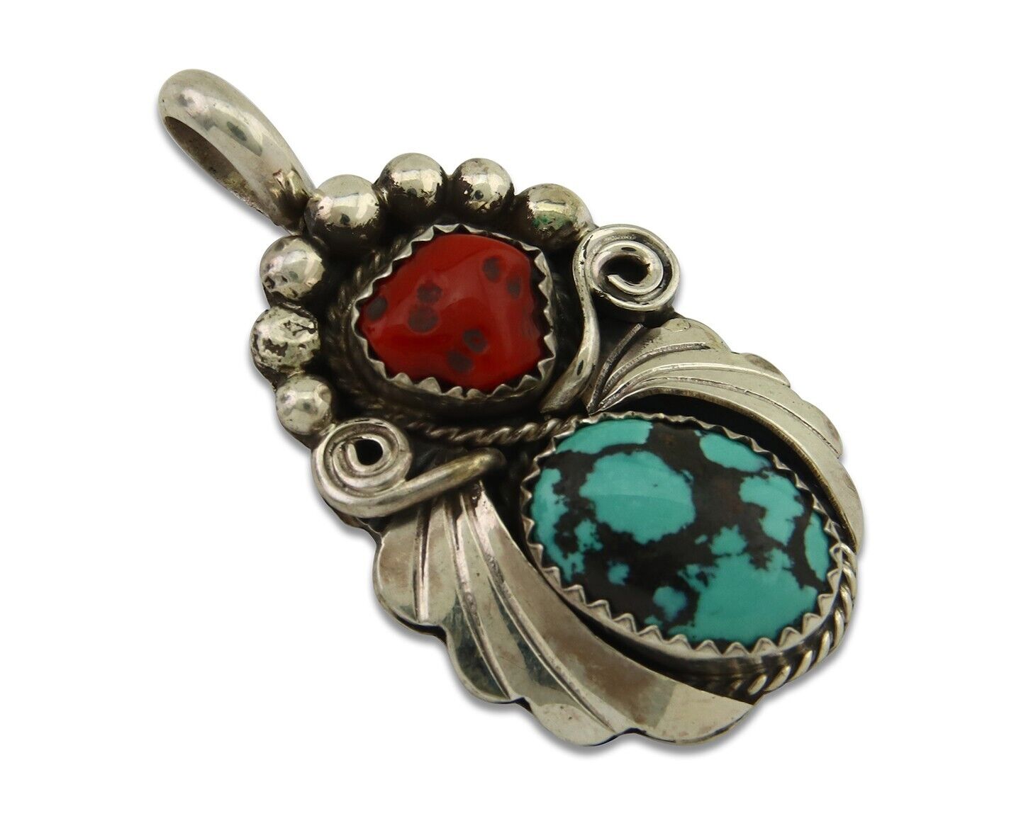 Navajo Necklace 925 Silver Spiderweb Turquoise Artist Signed Justin Morris C80s