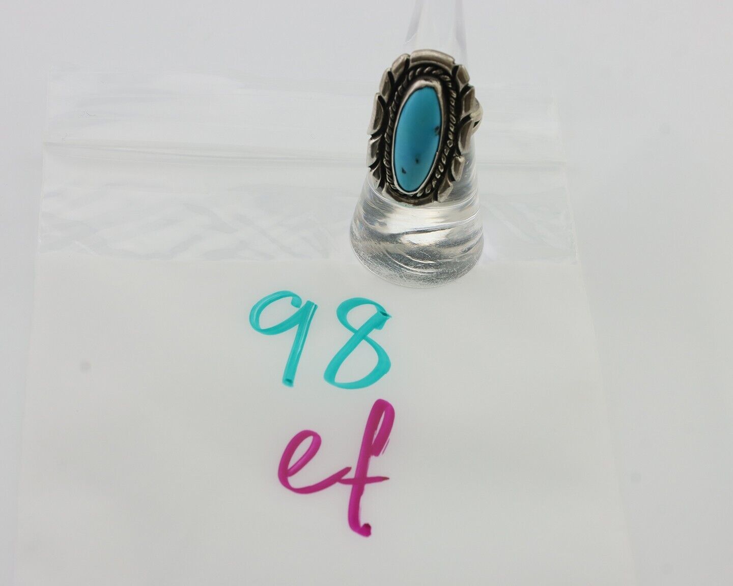 Navajo Ring 925 Silver Natural Turquoise Signed Montoya Size 6.0 C.80's