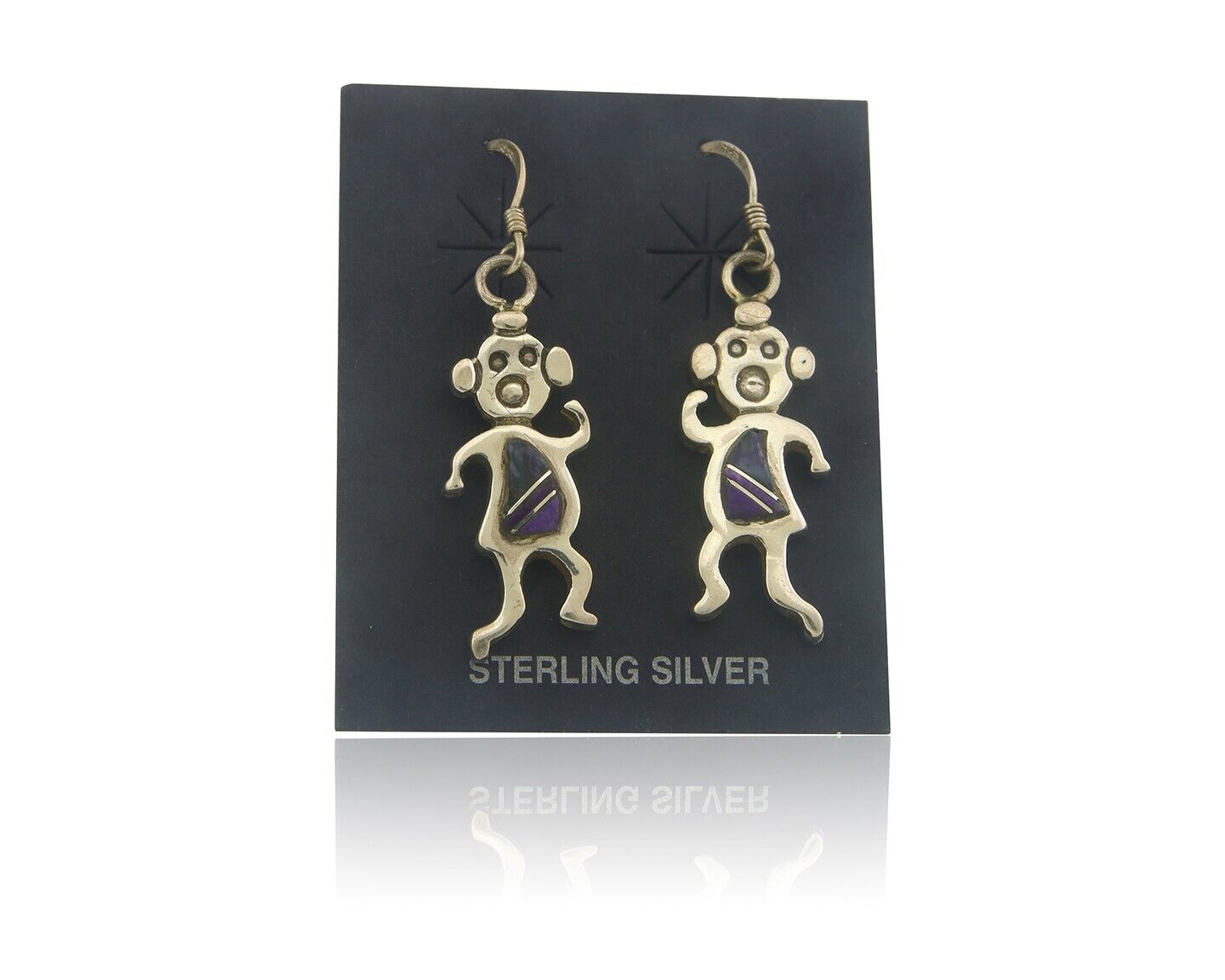 Navajo Earrings 925 Silver Natural Sugilite, Charoite Native American Artist C80