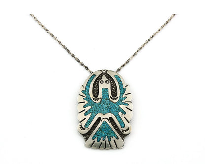 Navajo Necklace Sterling Silver Turquoise Vintage Signed RP