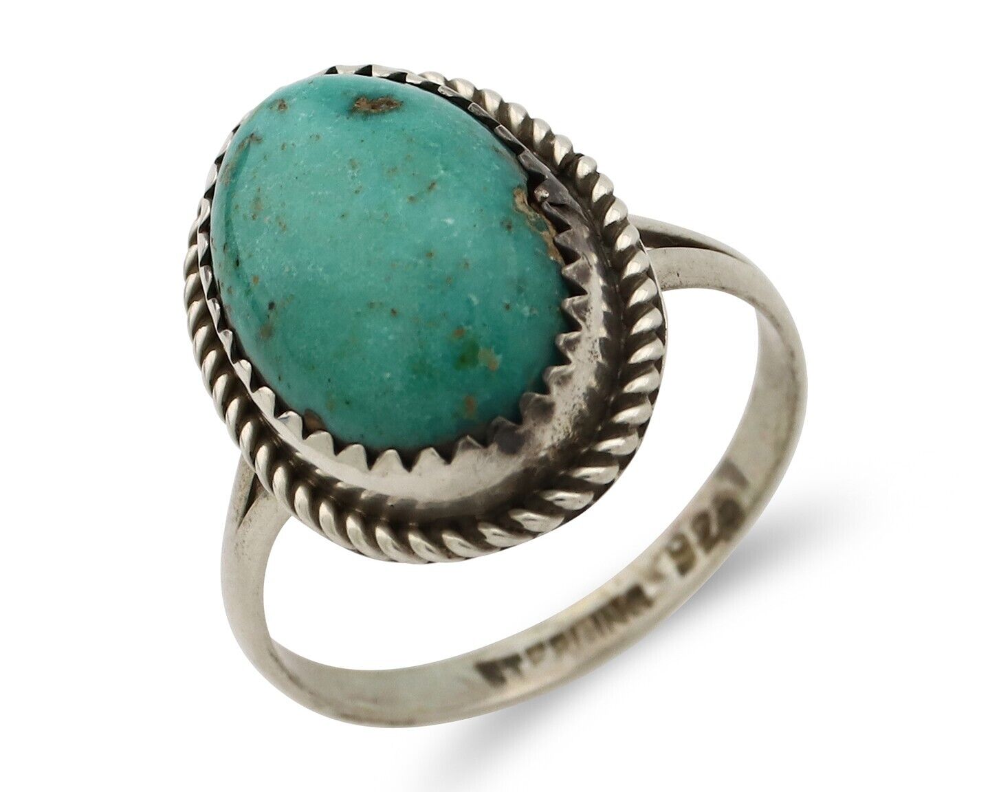 Navajo Ring 925 Silver Kingman Turquoise Artist Native American Signed C.80's