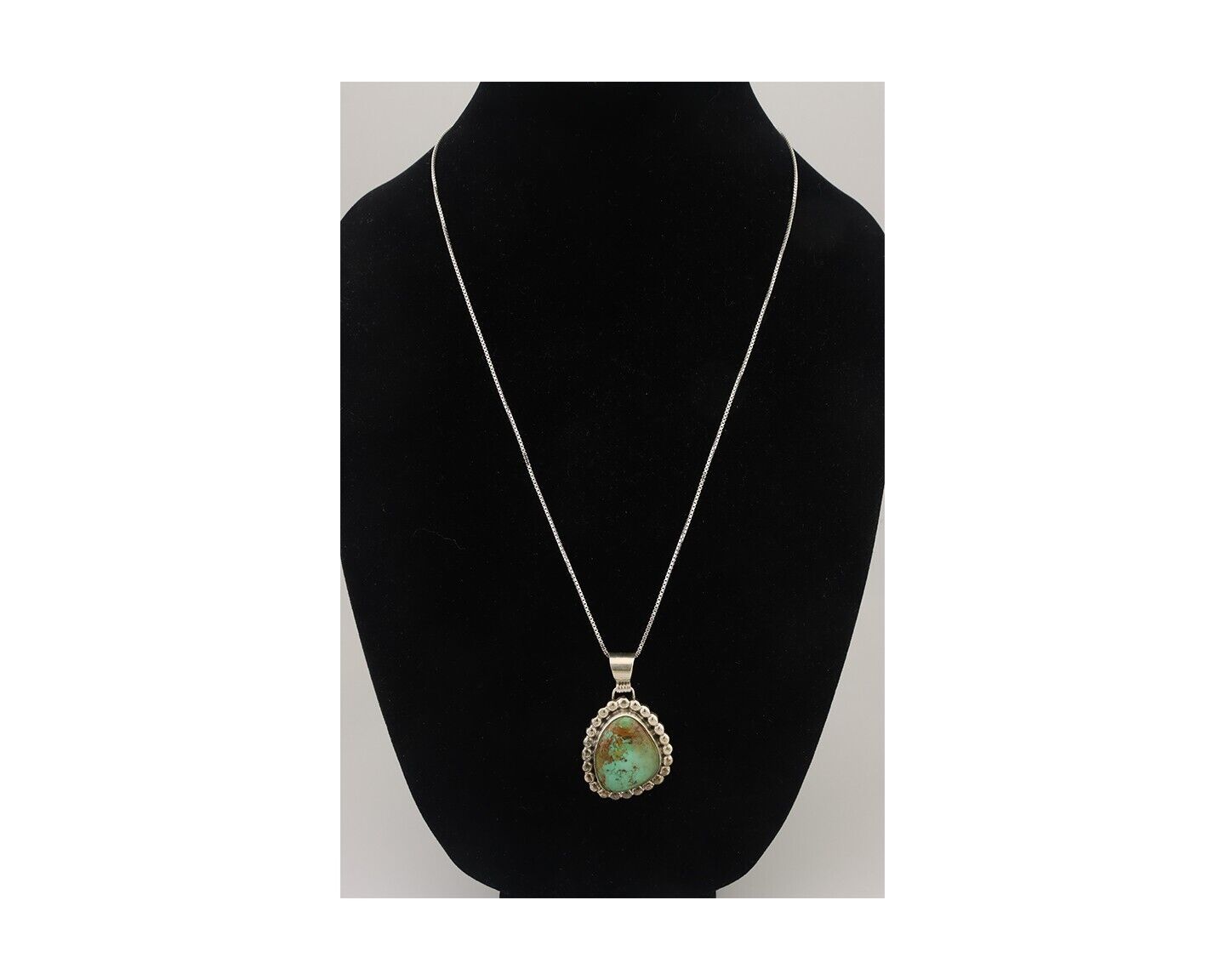 Navajo Necklace 925 Silver Natural Turquoise Signed Sunset C.85