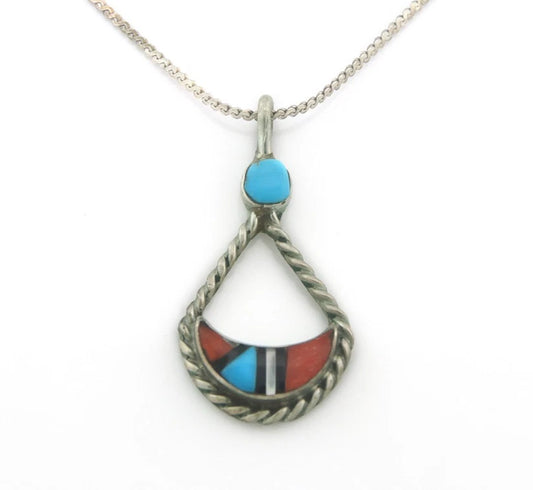 Navajo Necklace Sterling Silver Natural Blue Turquoise Vintage