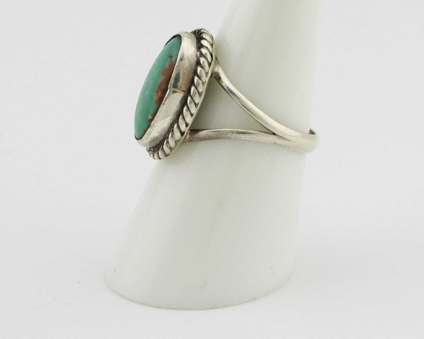 Navajo Ring 925 Silver Kingman Turquoise Native American Artist C.80's