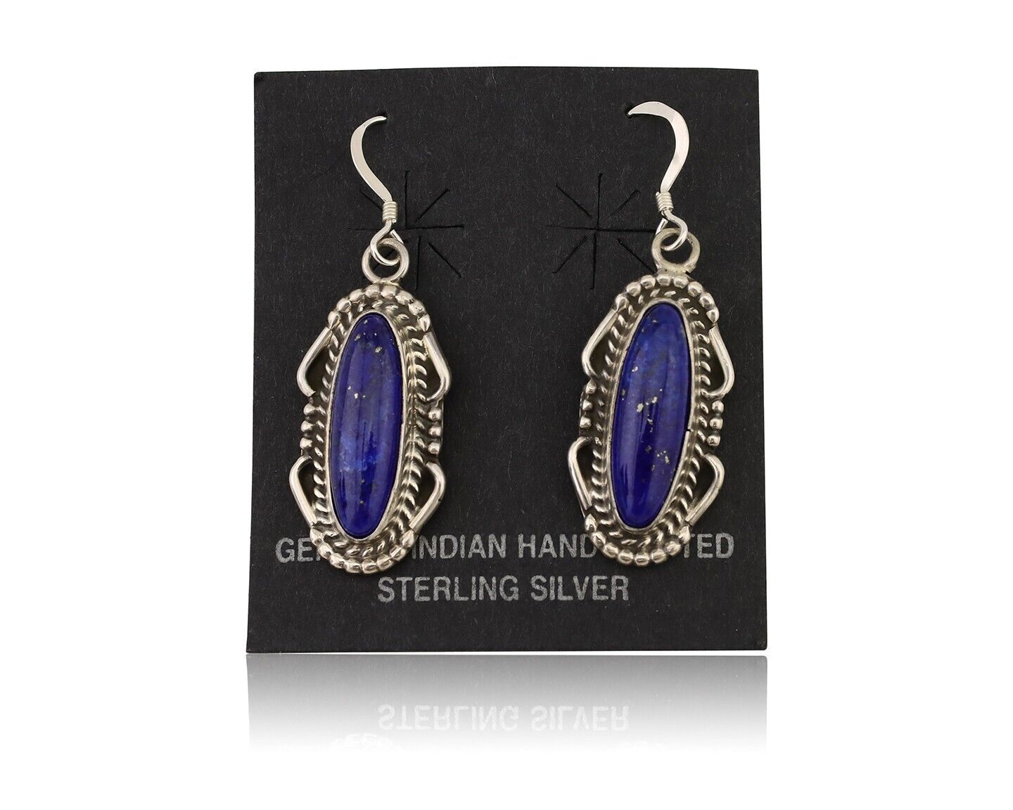 Navajo Dangle Earrings 925 Silver Lapis Lazuli Native American Artist C.80's