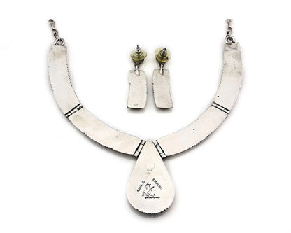 Navajo Necklace Earring Set Sterling Silver Gemstone Signed Frank Yellowhorse