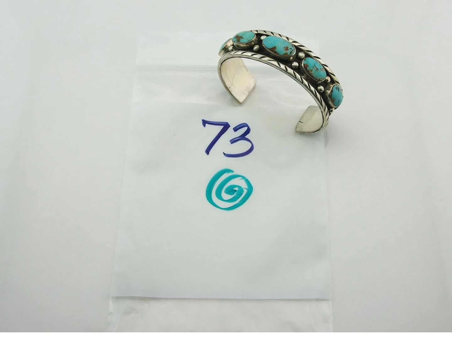 Navajo Cuff Bracelet Sterling Silver Turquoise Vintage Signed RD