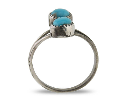 Navajo Ring 925 Silver Kingman Turquoise Native American Artist C.80's