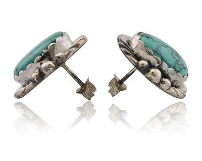 Navajo Paw Earrings 925 Silver Blue Turquoise Native American Artist C.80's