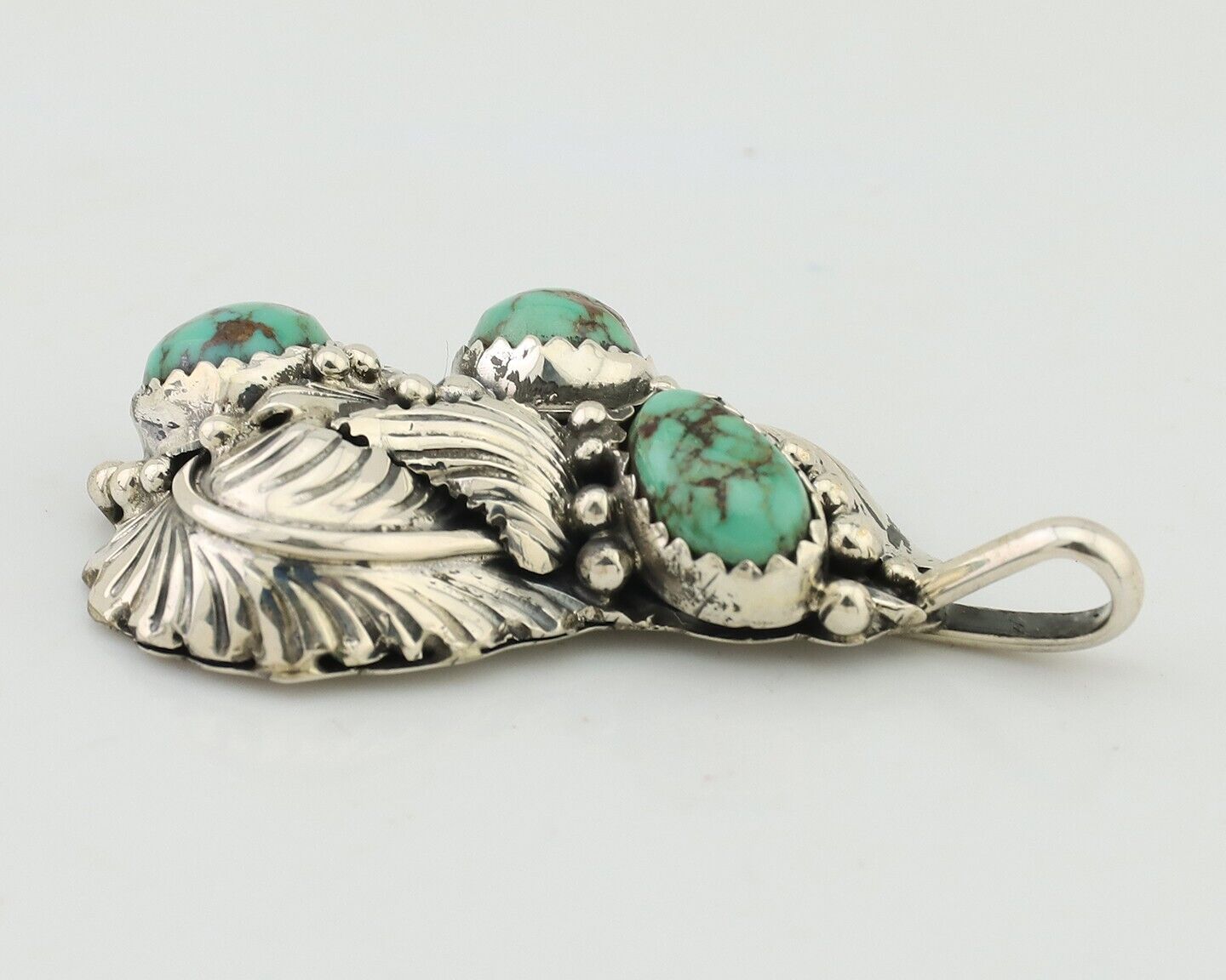 Navajo Pendant 925 Silver Natural Bisbee Turquoise Signed Tom Willeto C.80's