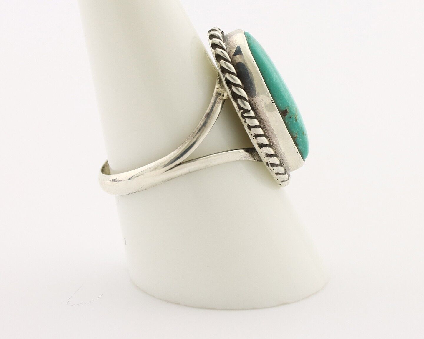 Navajo Ring 925 Silver Kingman Turquoise Artist Signed M Montoya C.80's