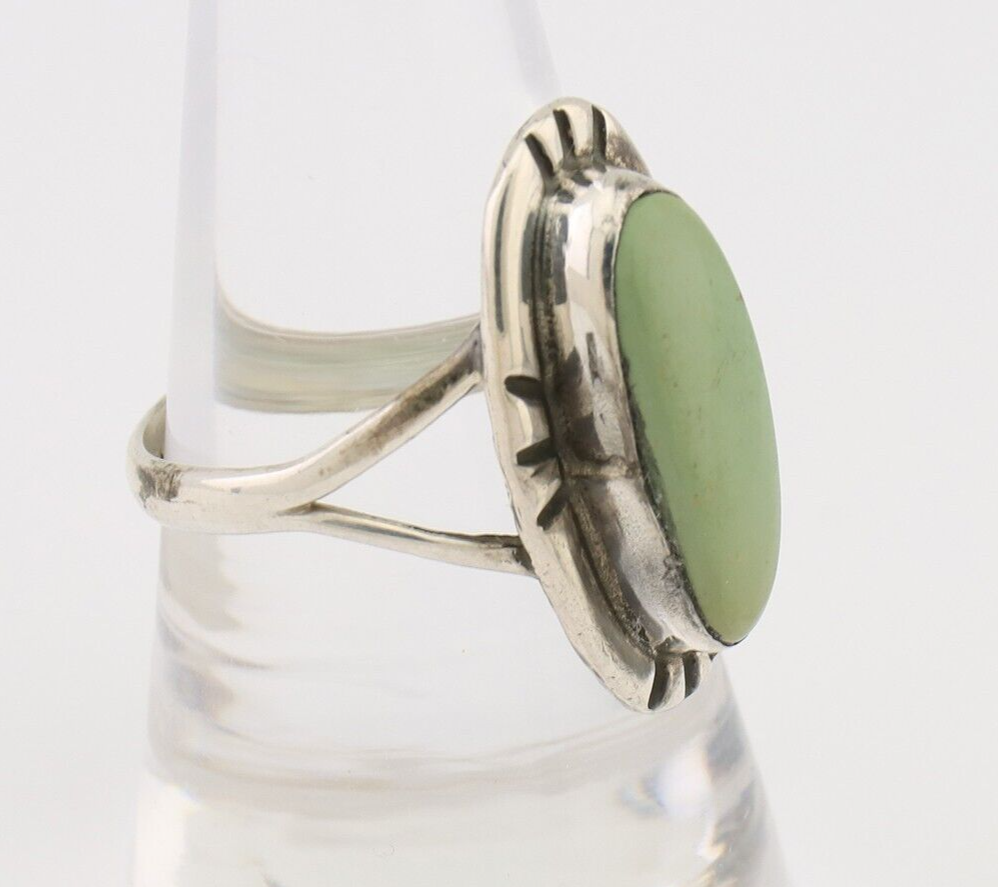 Navajo Handmade Ring 925 Silver Green Turquoise Artist Signed Kachina C.80's