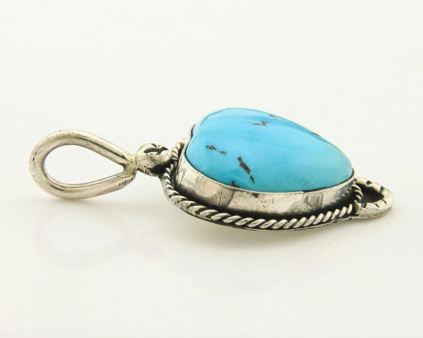 Navajo Heart Pendant Sterling Silver Turquoise Vintage Handmade