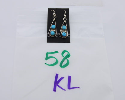 Navajo Paw Earrings 925 Silver Blue Turquoise Native American Artist C.80's