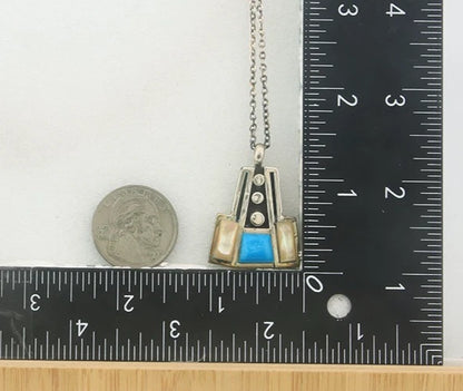 Navajo Necklace Sterling Silver Natural Blue Turquoise Vintage
