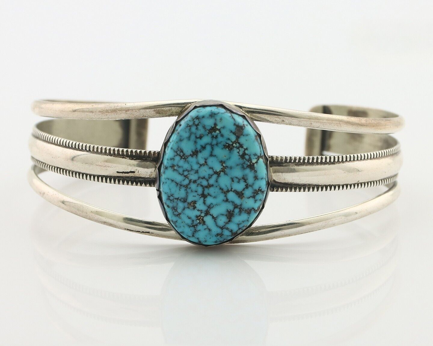Navajo Bracelet 925 Silver Mine 8 Turquoise Native American Artist C.80's