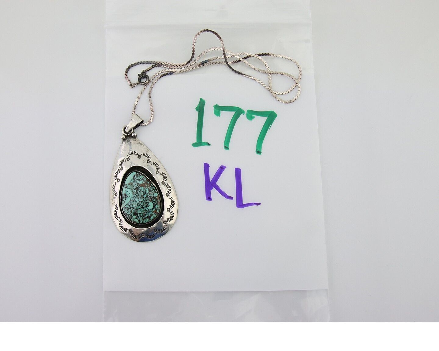 Navajo Necklace 925 Silver Natural Blue Turquoise Artist Tony Guerro C.80's