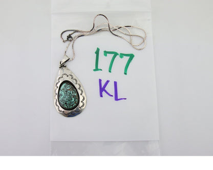 Navajo Necklace 925 Silver Natural Blue Turquoise Artist Tony Guerro C.80's