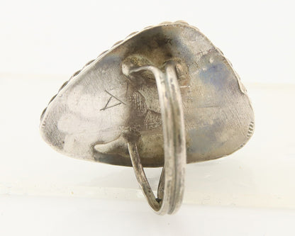 Navajo Ring 925 Sterling Turquoise Handmade Native Artist C.80's Size 7.5