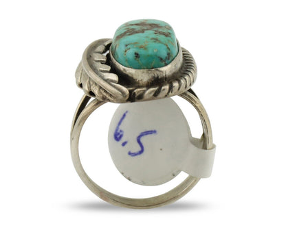Navajo Ring 925 Silver Spiderweb Turquoise Native Artist Signed C.80's