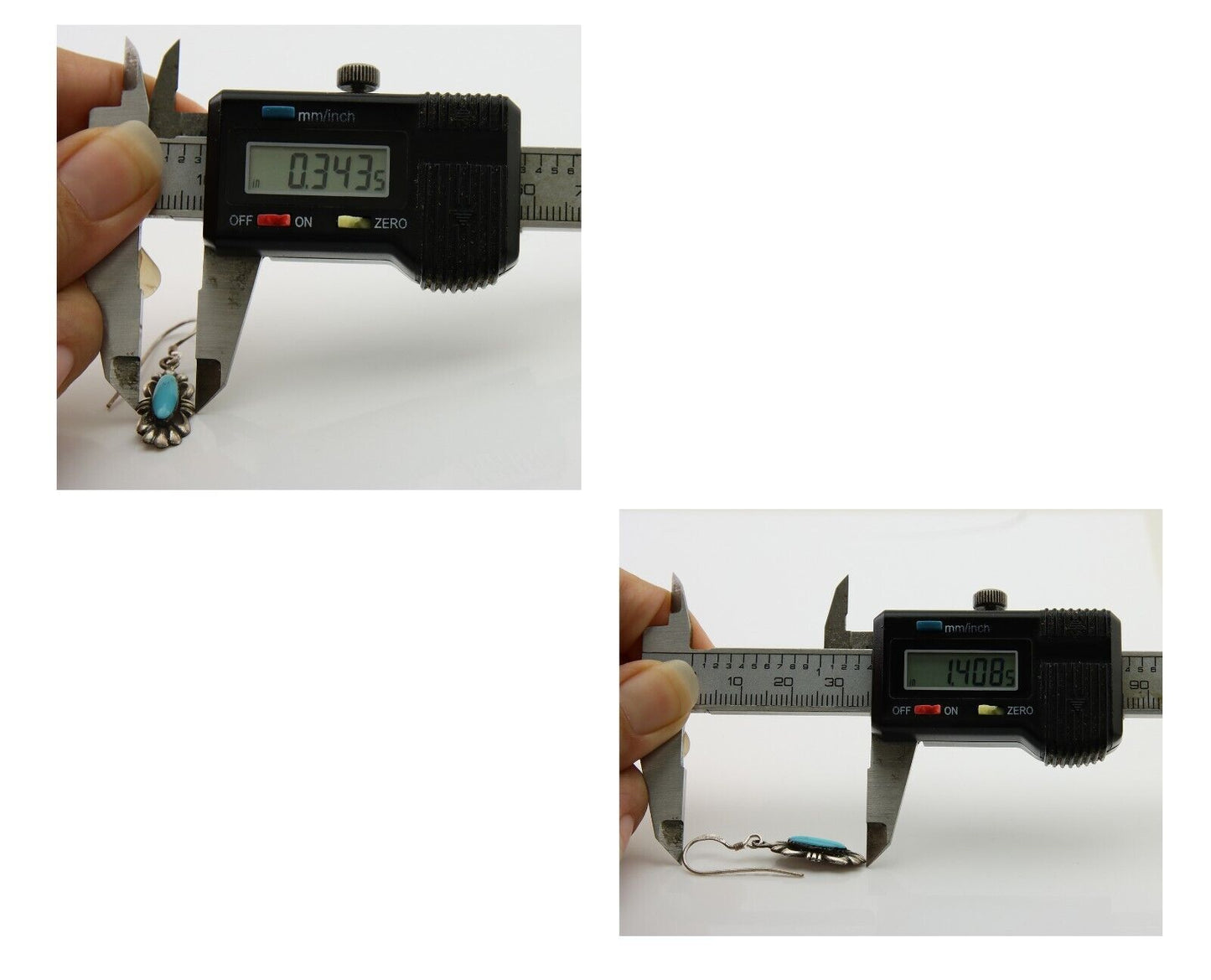 Navajo Hand Stamped Earrings 925 Silver Natural Turquoise Native Artist C.80's