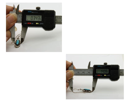 Navajo Hand Stamped Earrings 925 Silver Natural Turquoise Native Artist C.80's