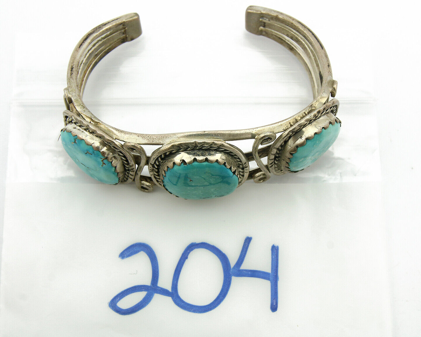 Navajo Bracelet .925 Silver Southwest Turquoise Cuff Artist Native C.80's