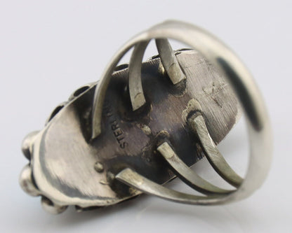 Navajo Ring .925 Silver Sleeping Beauty Turquoise Signed SkyStone Creations C80s