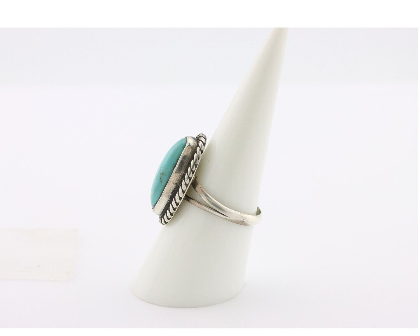 Navajo Ring 925 Silver Natural Kingman Turquoise Signed M Montoya C.80's