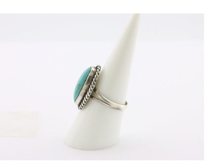 Navajo Ring 925 Silver Natural Kingman Turquoise Signed M Montoya C.80's