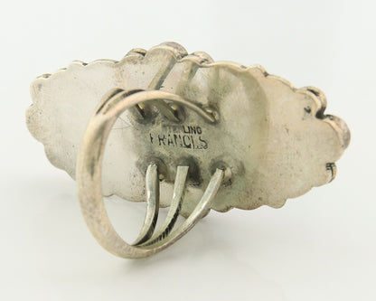 Navajo Tiwa Ring Sterling Silver Gemstone Vintage Signed Francis Size 6.5