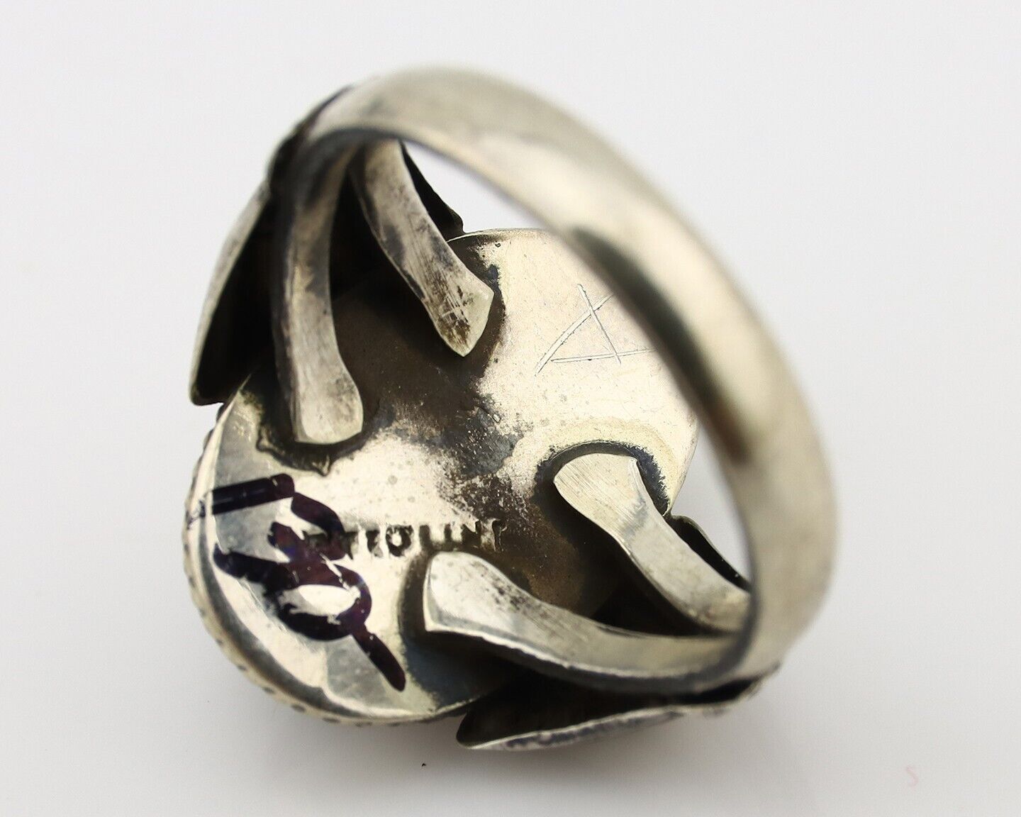 Navajo Handmade Ring 925 Silver Natural High Grade Fire Opal Native Artist C.80s