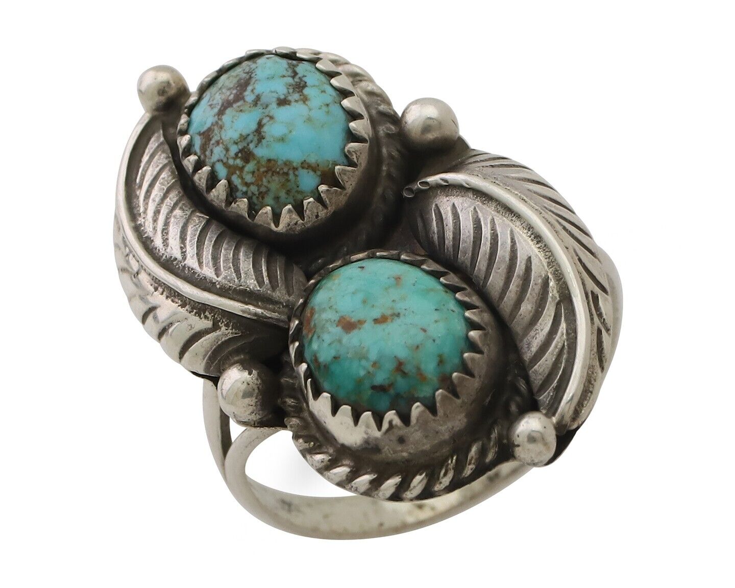 Navajo Ring 925 Silver Natural Blue Turquoise Native Artist Signed Montoya C.80s