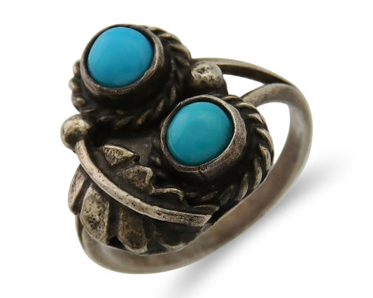 Navajo Ring 925 Sterling Silver Natural Turquoise Native American Artist C.80's