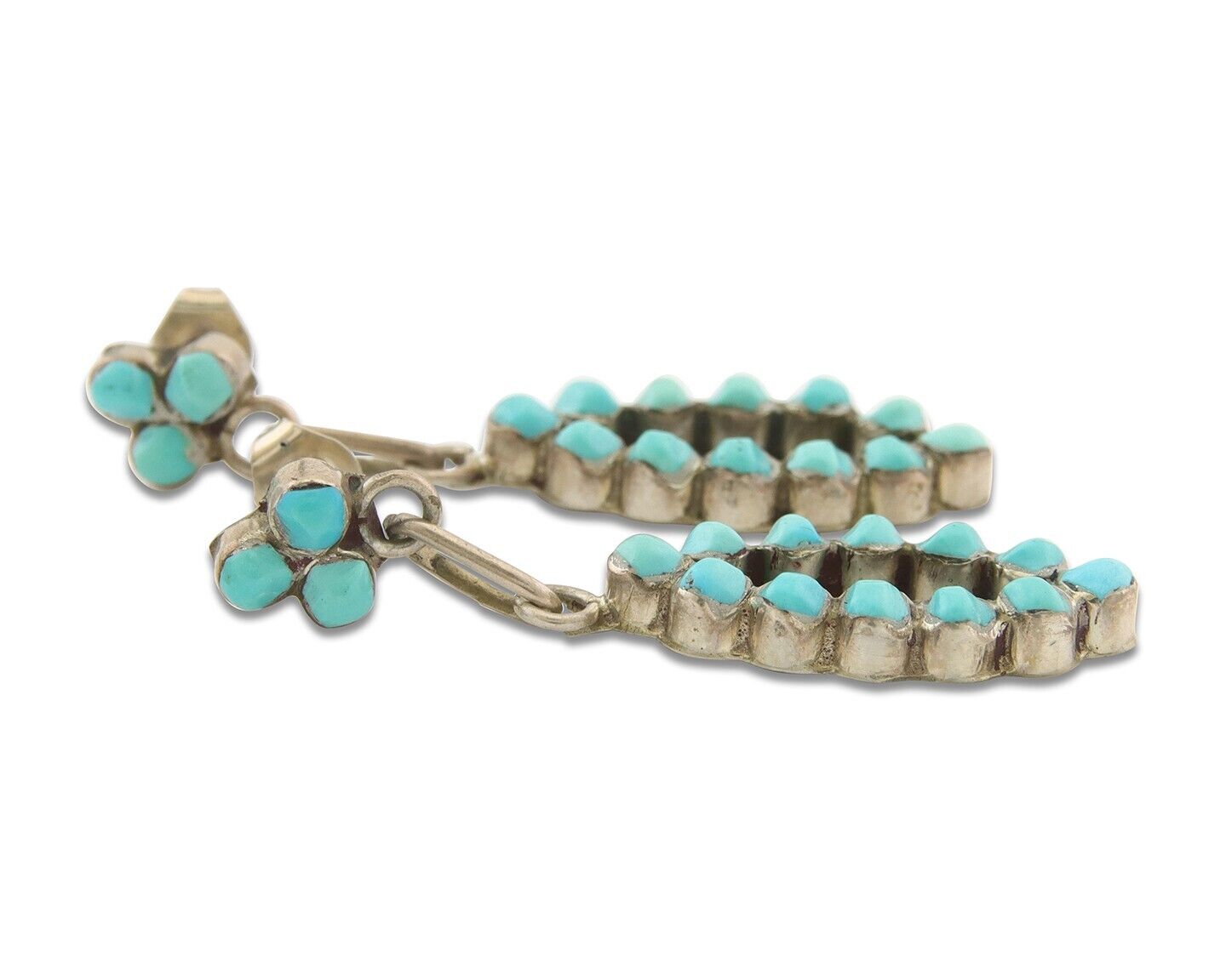 Navajo Earrings 925 Silver Natural Turquoise Native American Artist C.80's