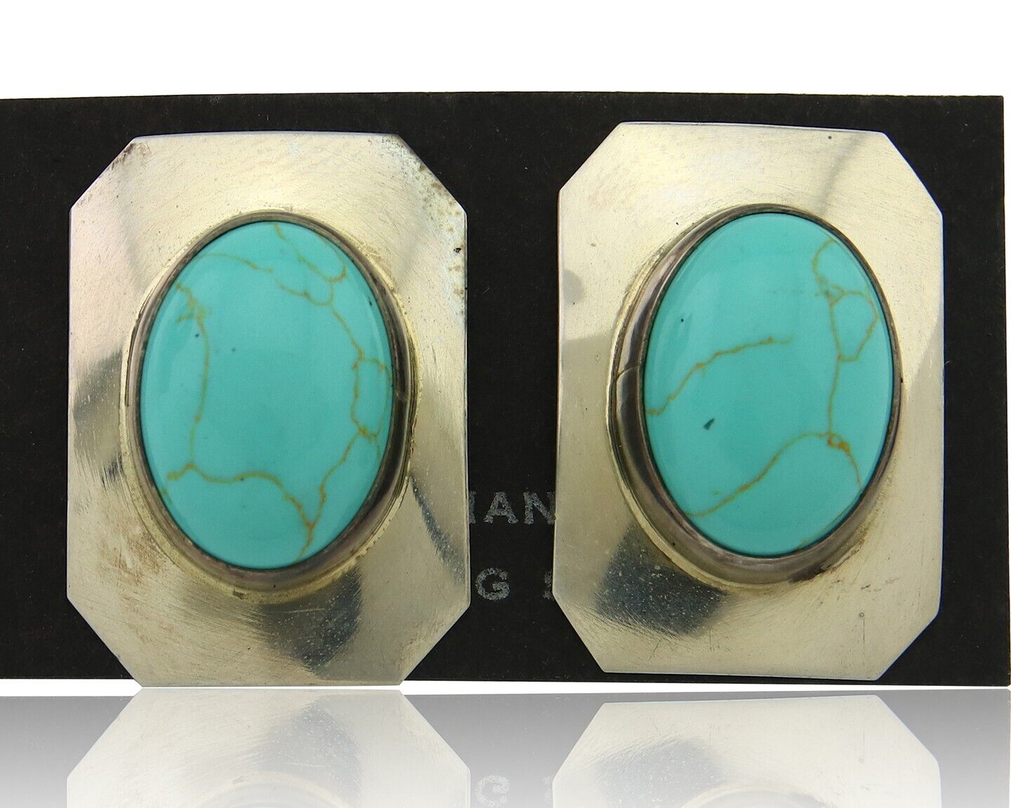 Navajo Earrings 925 Silver Turquoise Native American Artist C.80's