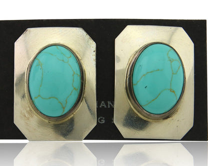Navajo Earrings 925 Silver Turquoise Native American Artist C.80's