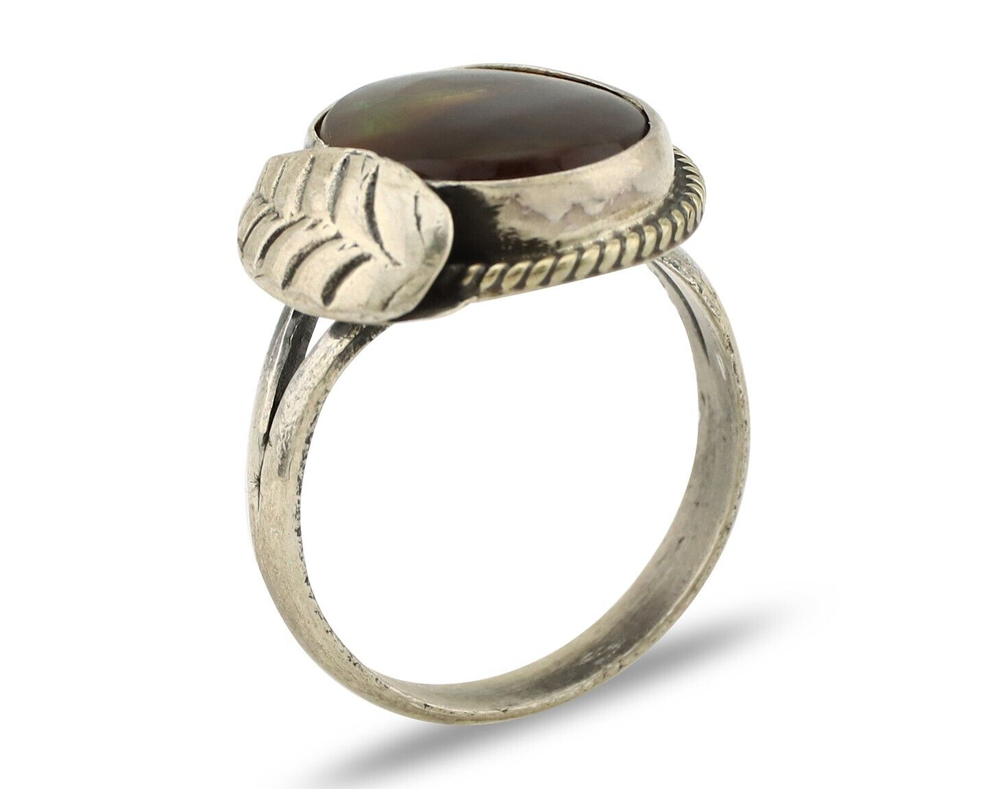 Navajo Handmade Ring 925 Silver Natural High Grade Fire Opal Native Artist C.80s