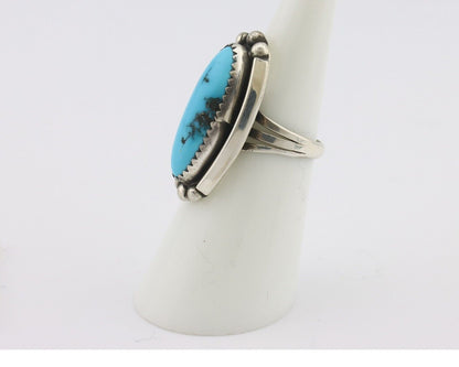 Navajo Ring .925 Silver Sleeping Beauty Turquoise Signed SkyStone Creations C80s