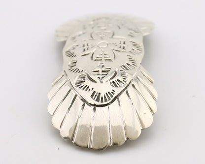 Women's Navajo Hair Clip Hand Stamped 925 Silver Artist Signed C Montoya C.80's