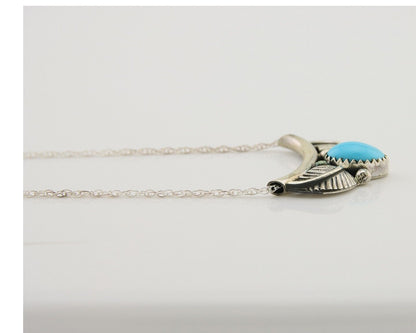 Navajo Turquoise Necklace 925 Silver Signed Eugene Belone C.80's