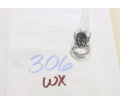 Navajo Ring 925 Sterling Natural Chip Inlay Turquoise C.80's Size 7.0