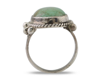 Navajo Ring 925 Silver Natural Blue Turquoise Artist Signed MC C.80's